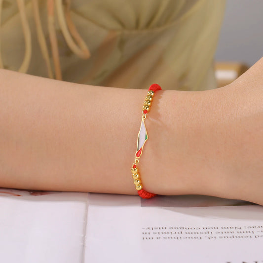 Palestine Flag Braided Rope Bracelets for Women Men Red Black White Green Natural Stone Beads Bracelet Jewelry Gift Wholesale