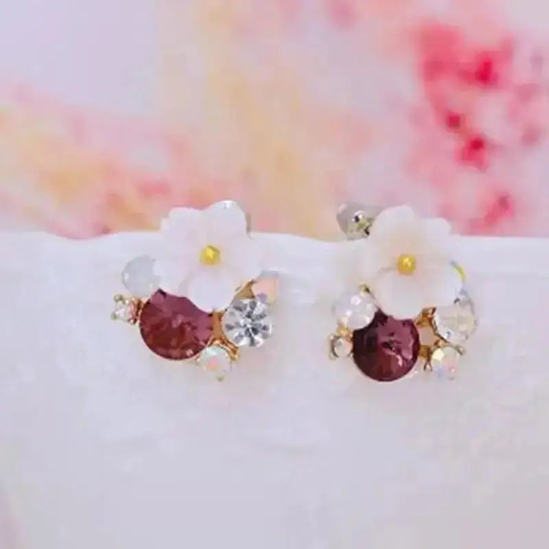 925 Silver Needle Korean Vintage Oil Painting Pearl Flower Earrings For Women Jewelry 2024 Trending New Luxury Women's Earrings