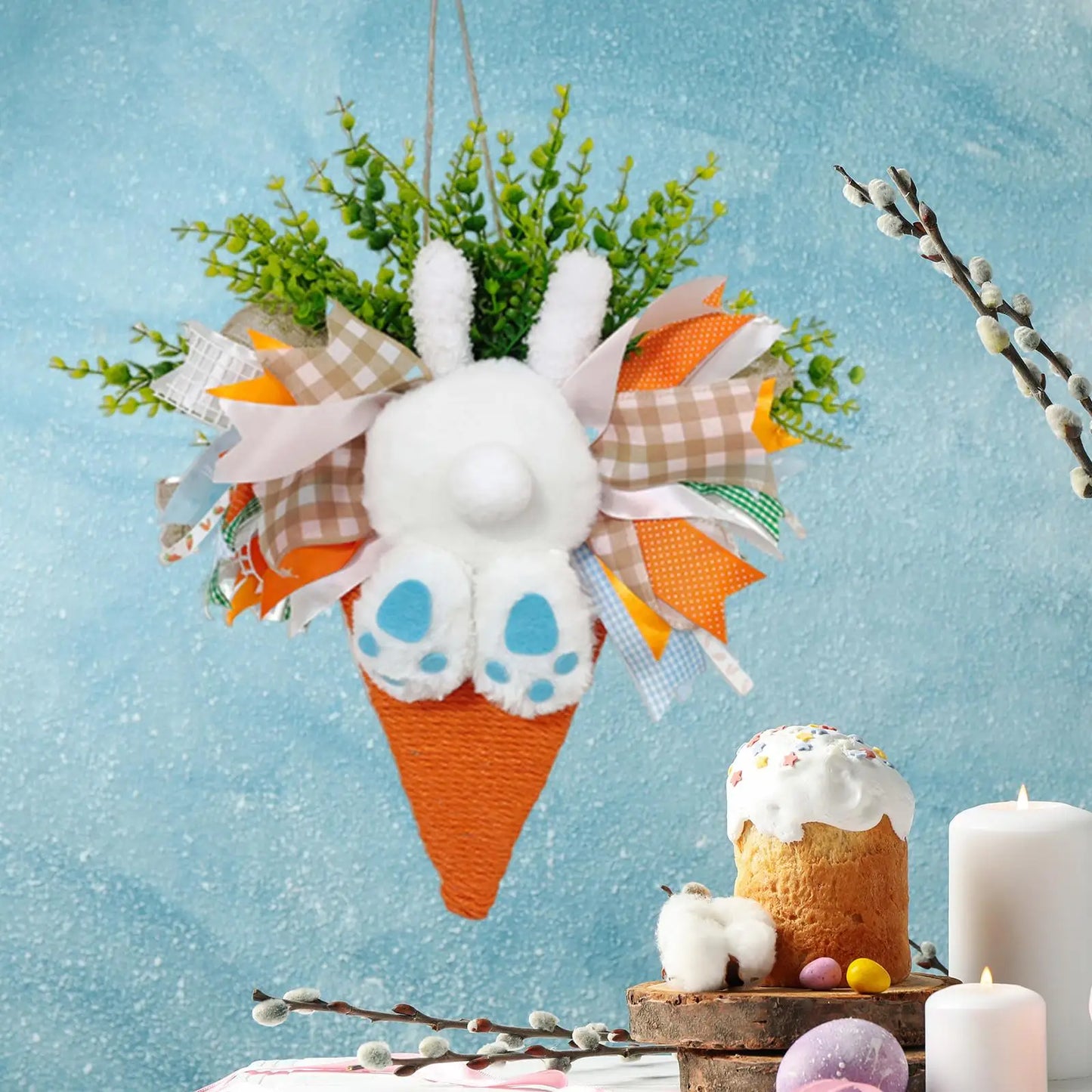 Easter Bunny Wreath Centerpiece Easter Decor for Farmhouse Festival Door