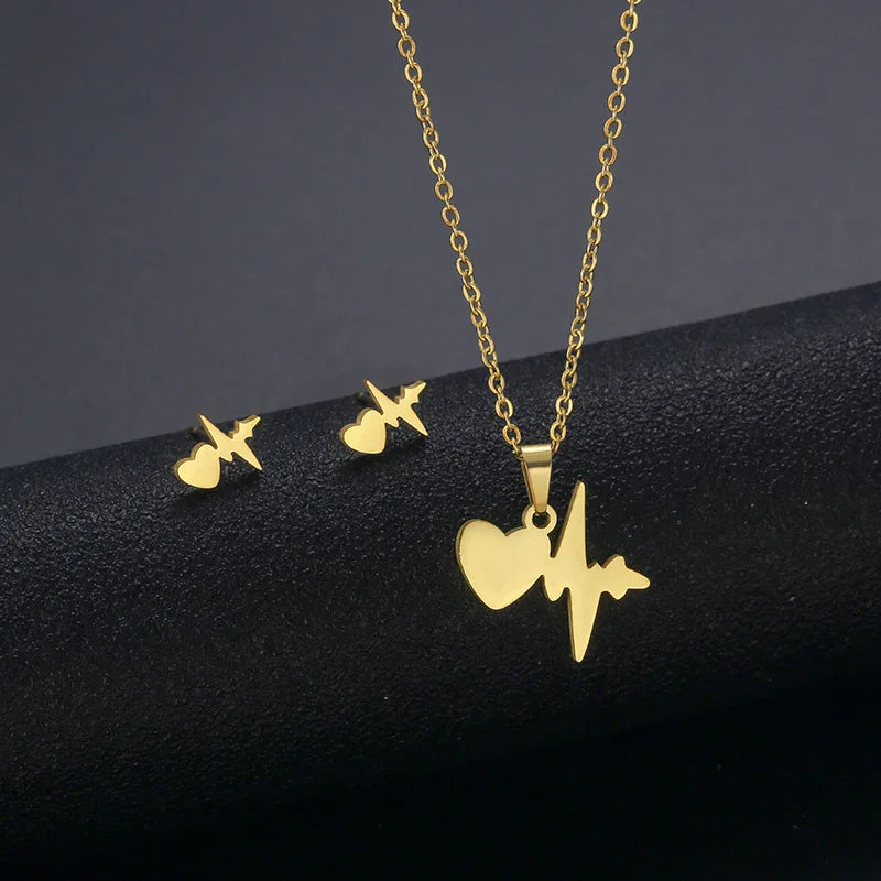 10 PiecesHip Hop Personalized Accessories Stainless Steel Necklace Fashion Jewelry Set for Women Smooth Geometric Design