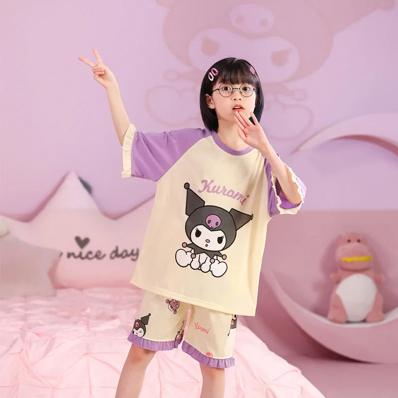 Girls Cute Cartoon Short Sleeve Set Pajama kids Clothing