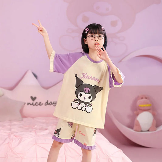 Girls Cute Cartoon Short Sleeve Set Pajama kids Clothing