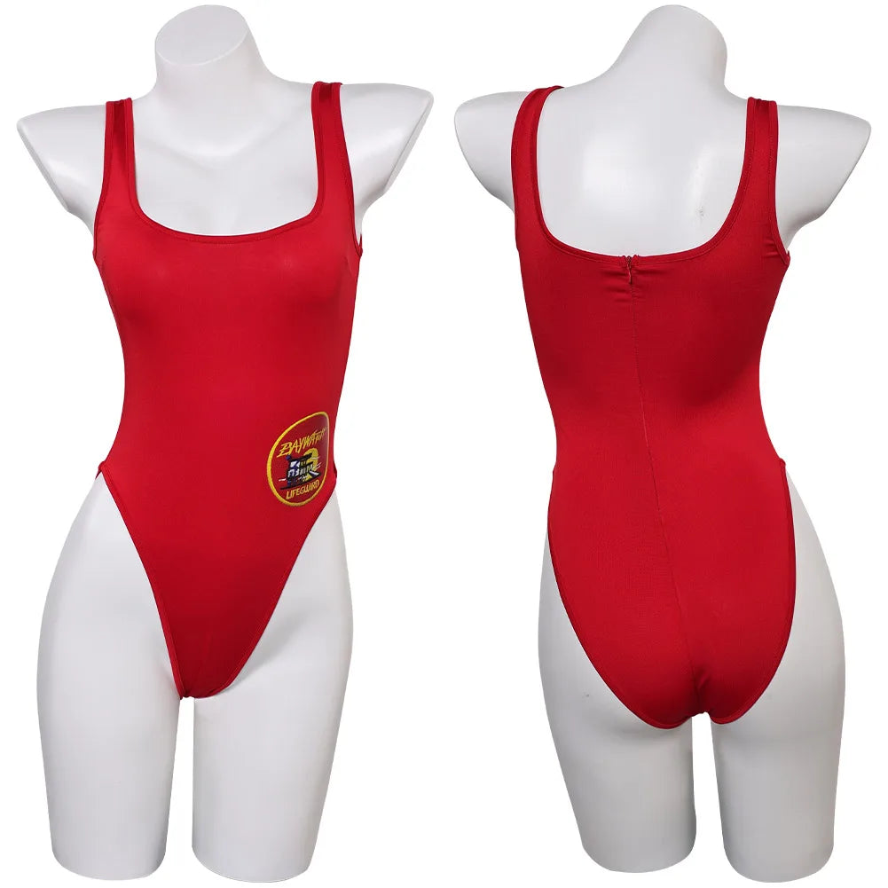 زي لعب الأدوار من Baywatch CJ Parker، زي سباحة للشاطئ، بدلة سباحة بيكيني للنساء، بدلة سباحة قصيرة للرجال، بدلة كرنفال الهالوين 