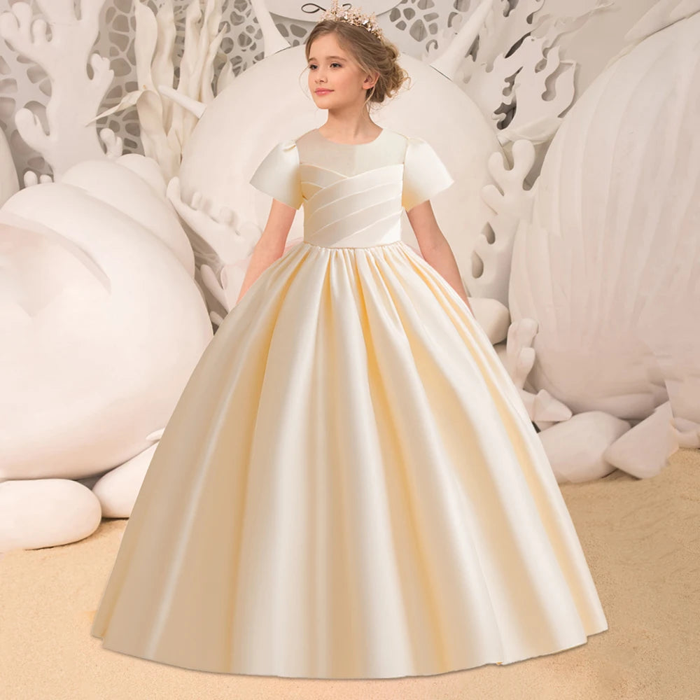 Elegant Bridesmaid Dresses For Girls Wedding Party Gown White First Communion Ceremony Long Evening Dress Kids Summer Clothes