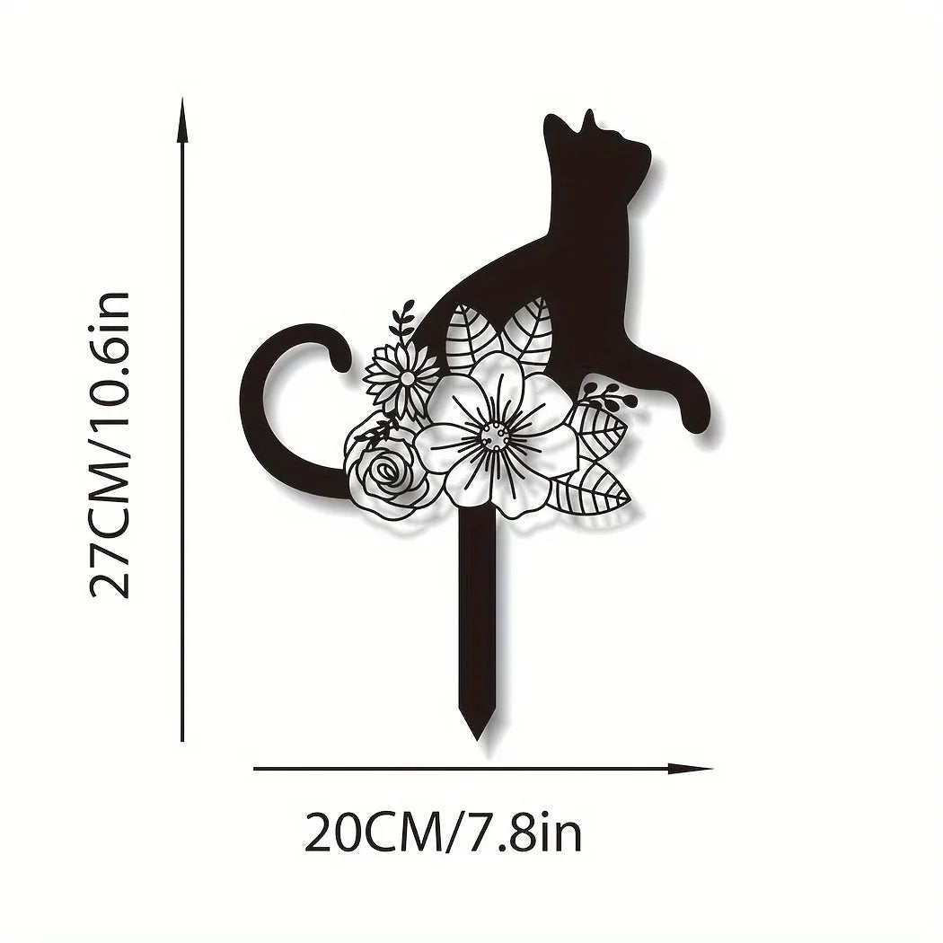 Cat Family Garden Stakes Decorative Cute Cat Garden Decorative Silhouette Animal Outdoor Statues For Cat Yard Garden Lawn