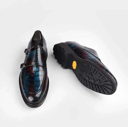shenzhuangsanbao new men dress shoes male crocodile shoes brush color rubber sole