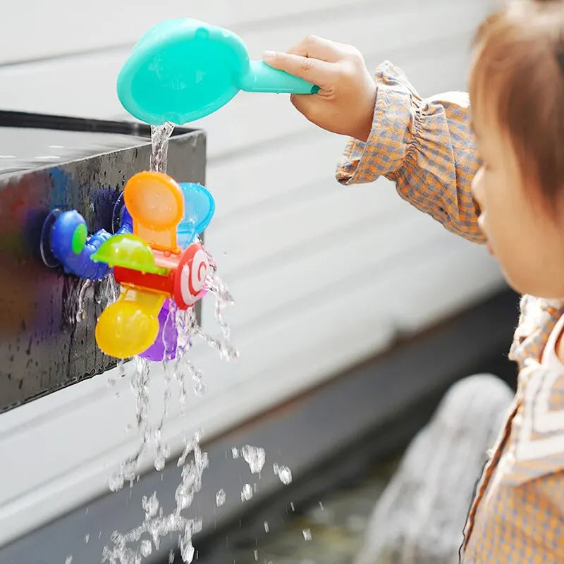 Buntes Wasserrad Baden Saugnapf Baby Badespielzeug Badewanne Wasserspray Spielset Dusche Sprinkler Spielzeug für Kinder 