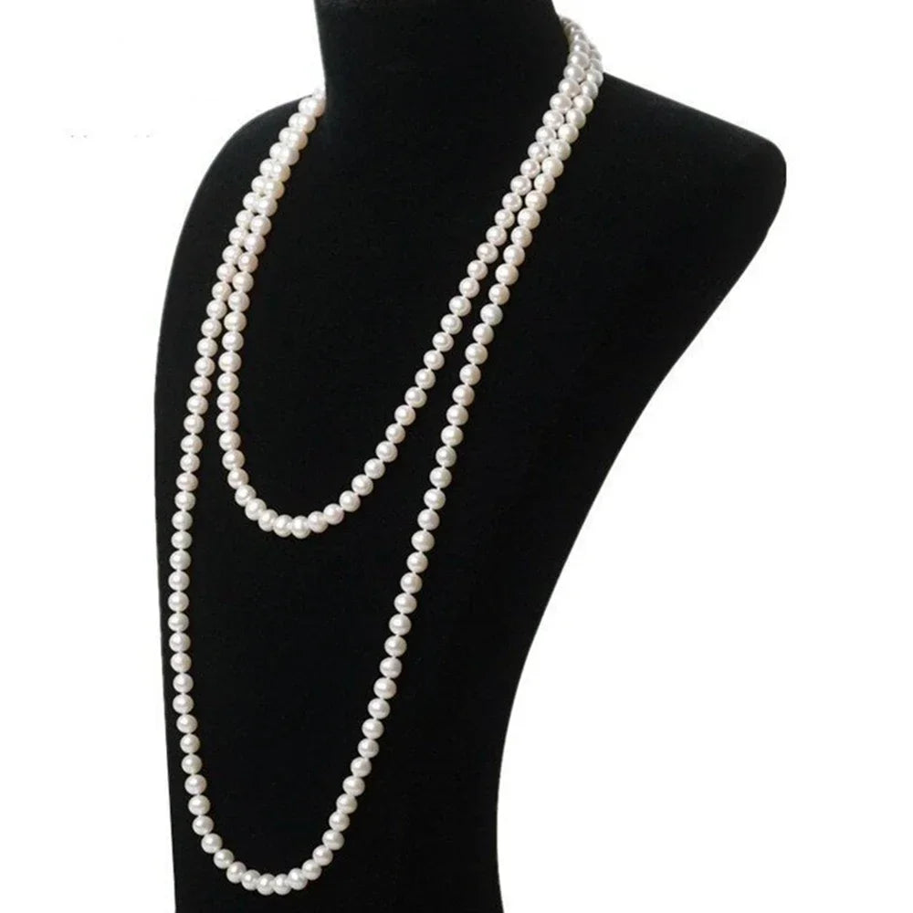 Fashion Women Glass Bead Necklace Long Necklaces Layering Set Women's Elegant Jewelry Couple Gift DIY Accessories 2024 New Trend