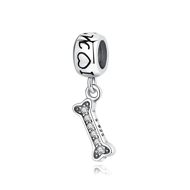 Original Silver Plated Charms For Women Love Pet Dog Cat Paw Print Pendant Beads Fit Pan Bracelets Necklaces DIY Luxury Jewelry