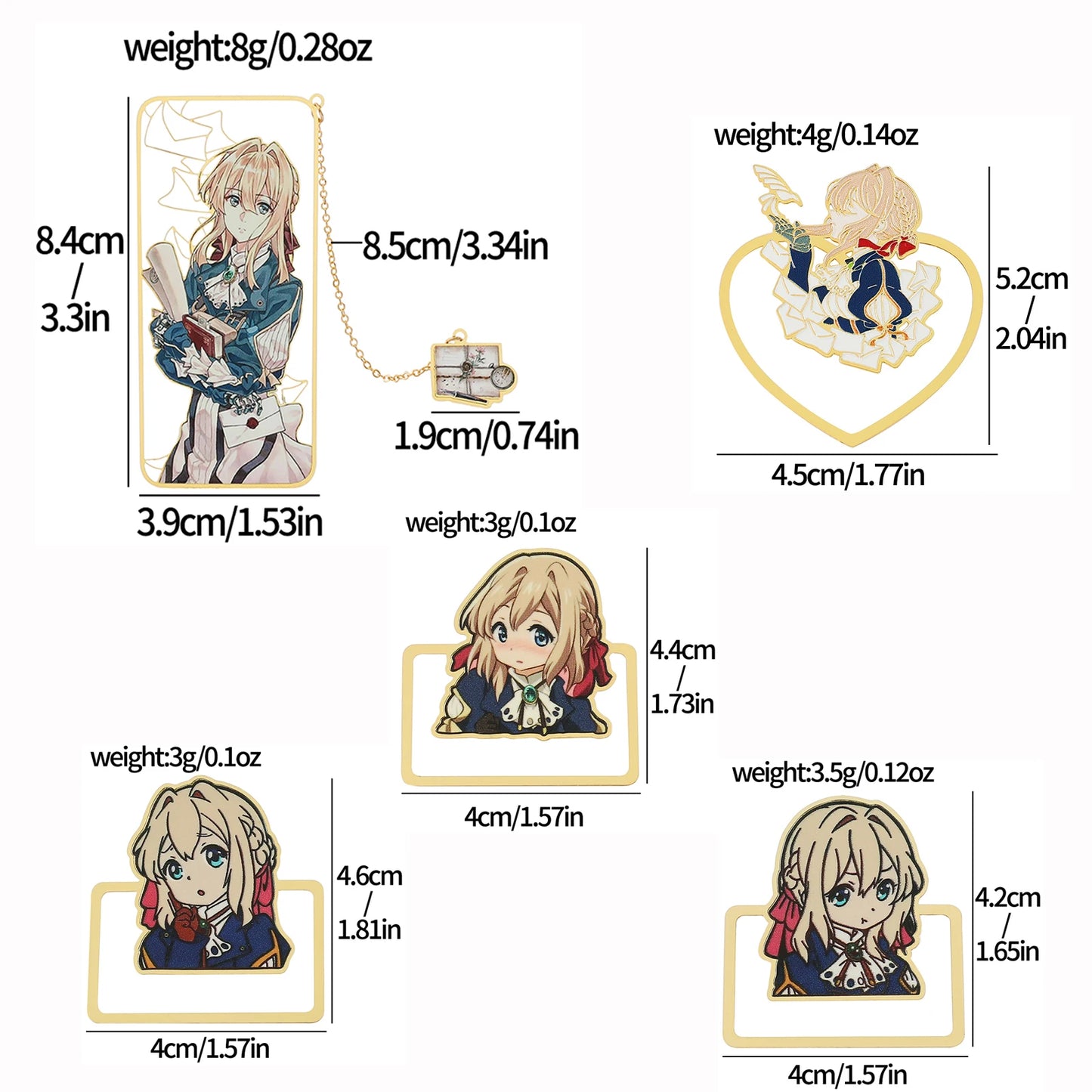 Anime Violet Evergarden Bookmark Exquisite Page Mark Tool Read Learn Stationery Book Supplies for Anime Fans Students Teachers