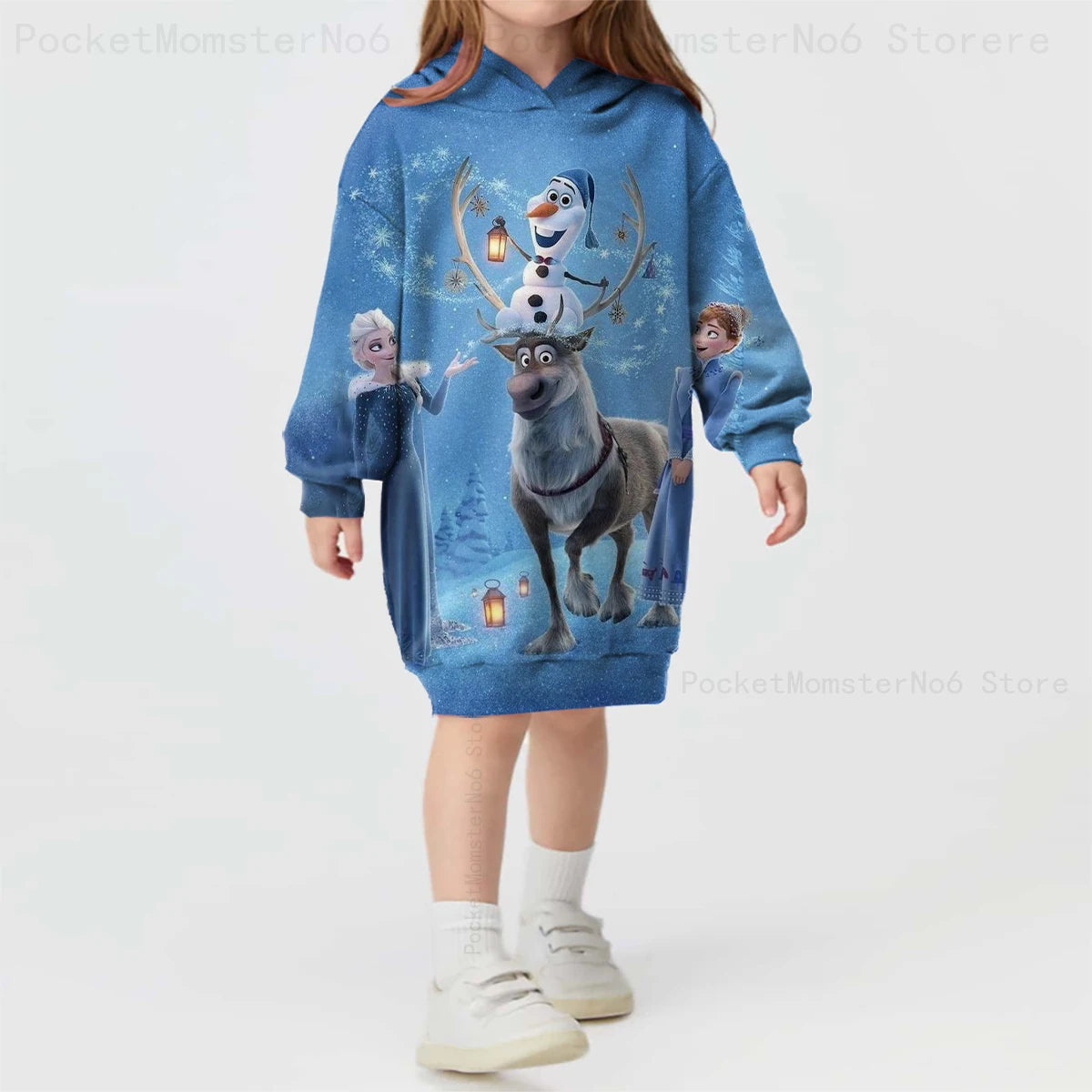 Girls Clothes Disney Frozen Hoodie Sweatshirt Printed Sweatshirt Kids Play Costume Loose Cartoon Girls Tops