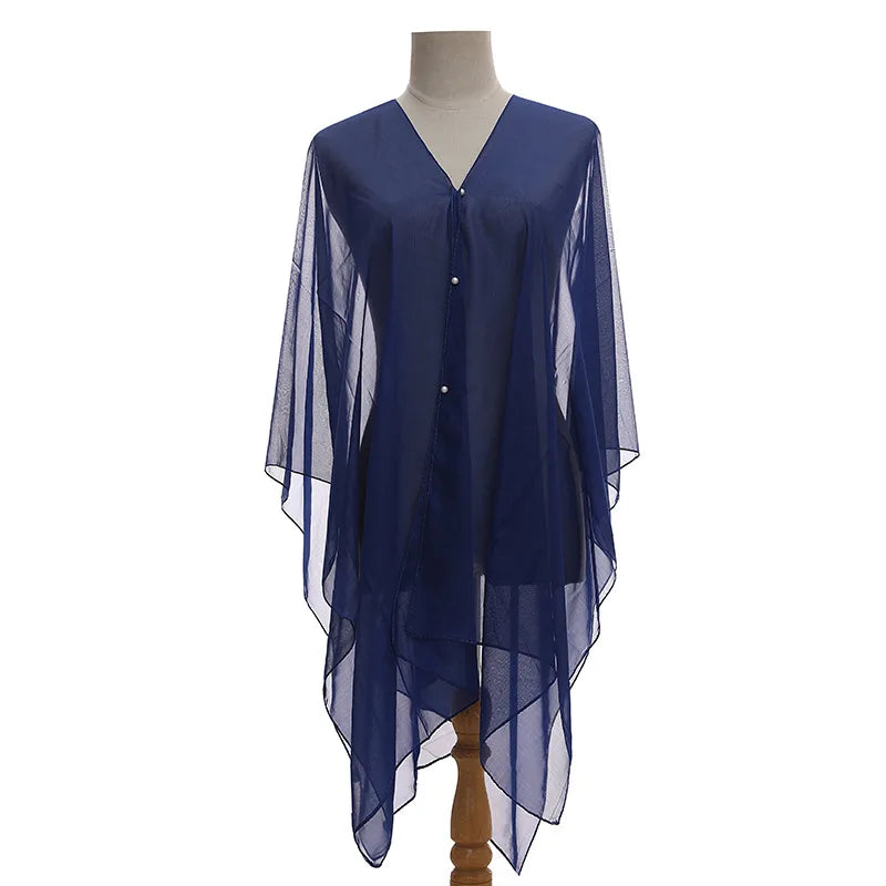 Women Sun Protection Shawl for Cycling Lady Summer Chiffon T-shirt Holiday Solid Color Scarf Bikini Blouse Breathable Beach Wrap