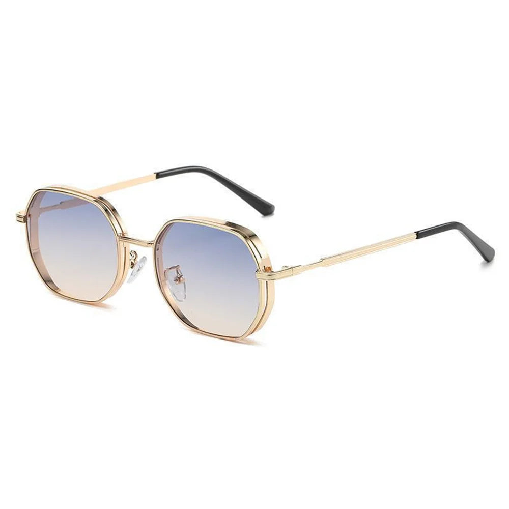 Vintage Metal Polygon Sunglasses Women Men Fashion Gradient Glasses Brand Designer Uv400 Shades Eyewear Driving Fishing Goggles