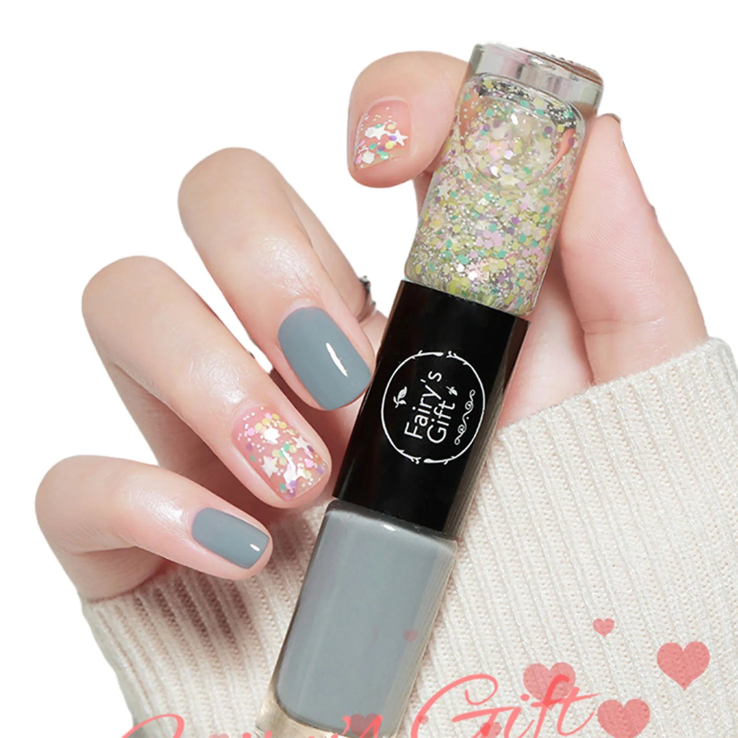 2 In 1 Double Heads Nails Polish Paillette Glitter Nails Oils Long Lasting Waterproof And No-Bake Quick Drying Gel Nails Polish