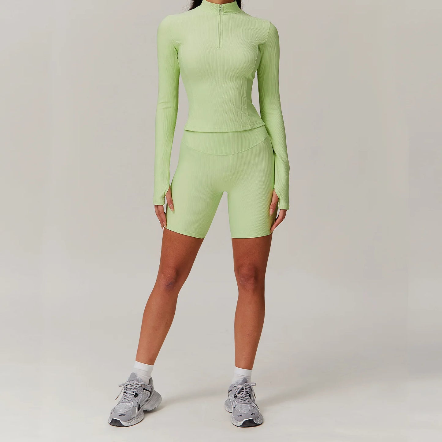 White 2PCS Women Yoga Set Workout Tracksuits Sportswear Gym Clothing Fitness Long Sleeve Jacket Waist Leggings Sports Suit