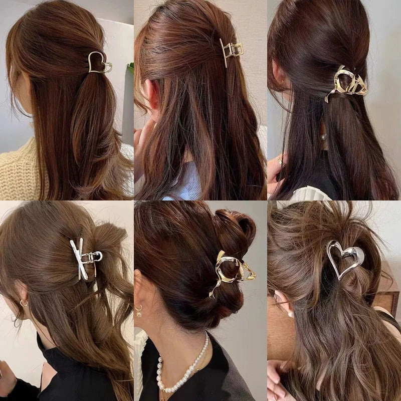 Classic Mini Geometric Love Hair Grab Barrettes Women Vintage Small Hair Claws Shark Clip Kid Headwear Korean Hair Accessories