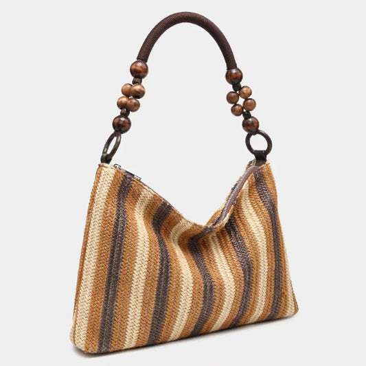 Fashion Striped Straw Large Tote Bag Casual Paper Woven Women Handbag Handamde Summer Beach Shoulder Bags Big Bali Shopper Purse