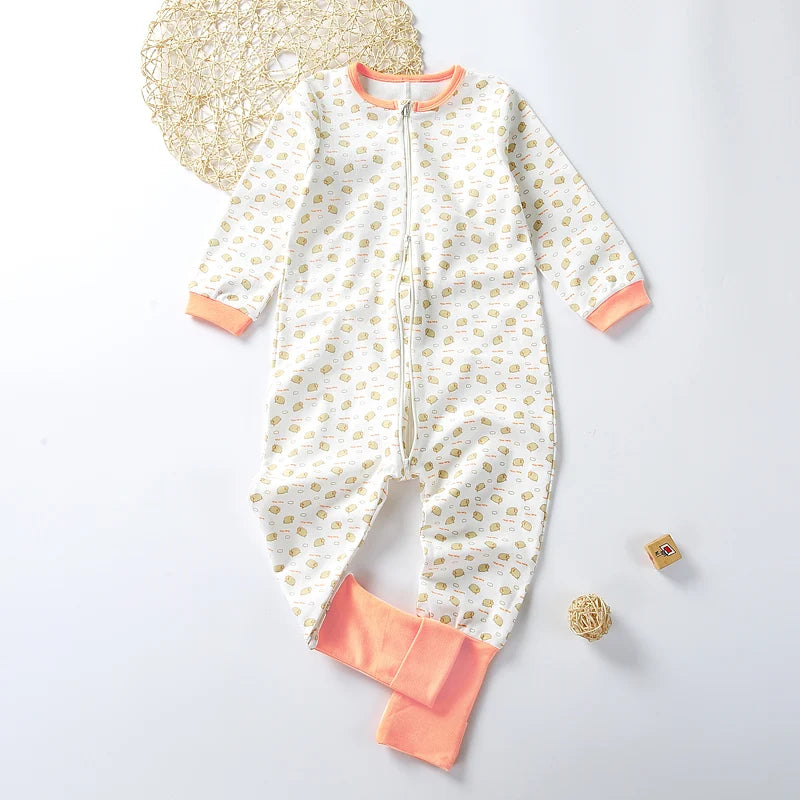 2T-5T Toddlers Baby Footed Cotton Pajamas Long Sleeve Zipper Sleep Sack Feet Kids Nightgowns  Sleeping bag Onesie Play Coveralls