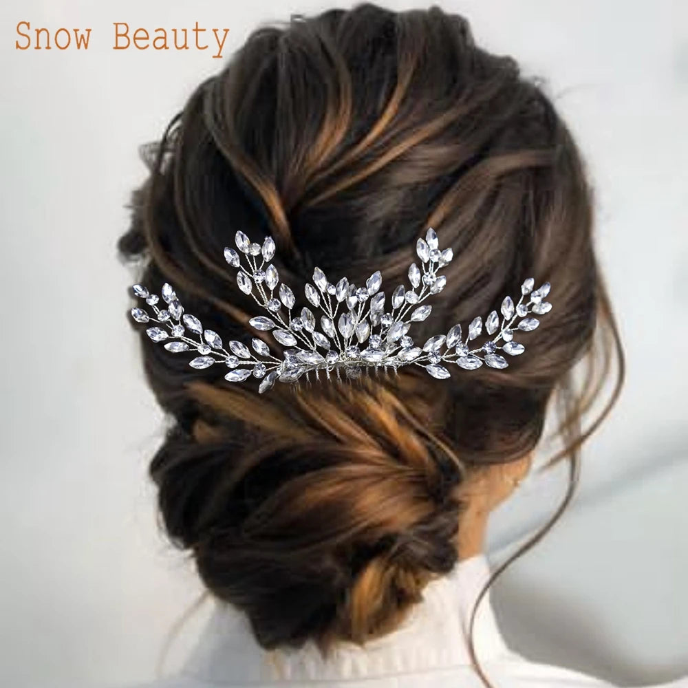 A487 Crystal Wedding Head piece Hair Comb Headband Bridal Hairpins Bridal Hair Jewelry Hairbands Party Accessories Gift Headwear
