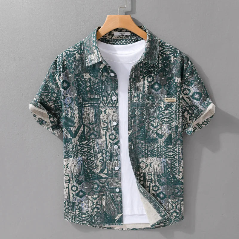 Luxury Men's Shirts and Blouses T-shirts Man Shirt Tiki Beach Korean Popular Clothes Hawaiian Short Sleeve Clothing Mens Formal