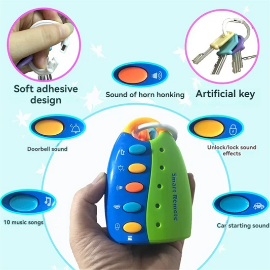 Baby-Früherziehung mit Lichtern und Musiksimulation, Autoschlüsselsimulation, Auto-Soundeffekt, Früherziehung, pädagogisches Spaßspielzeug 