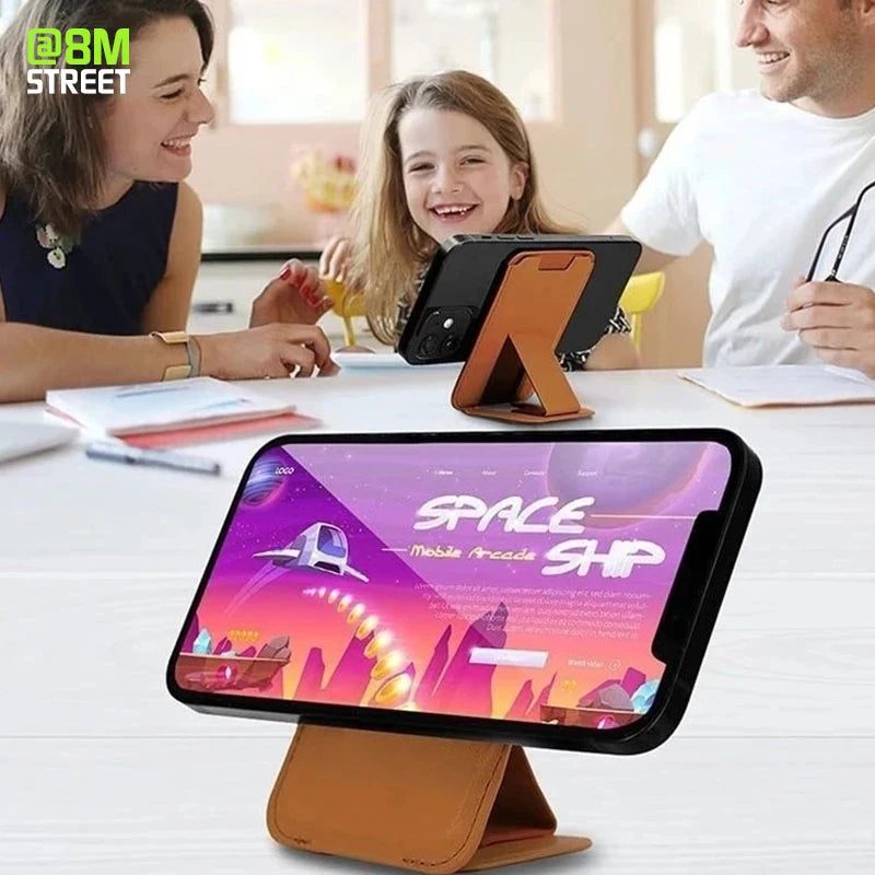 Magnetische Kickstand-Geldbörse mit Ständer, Telefonkartenhalter, Hülle für MagSafe iPhone 13 12 14 Pro Max, Mag Safe Rückseite mit Lederbezug 