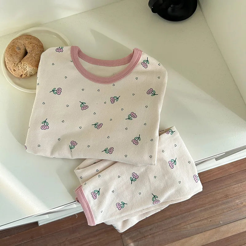 Children's Class A autumn and winter pajamas, boys and girls' wool stretcher home clothing, baby, small and large children's car