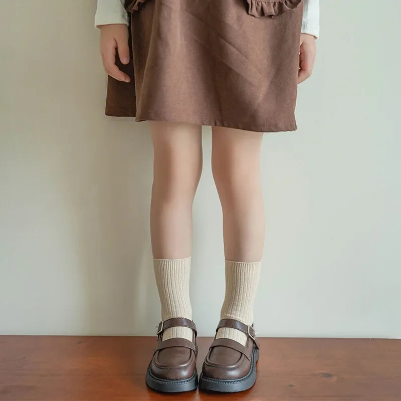 Children Fashion Mid Calf Long Socks Boys Girls Spring Autumn Striped Socks Baby Kids School Student Uniform Socks Retro Clothes