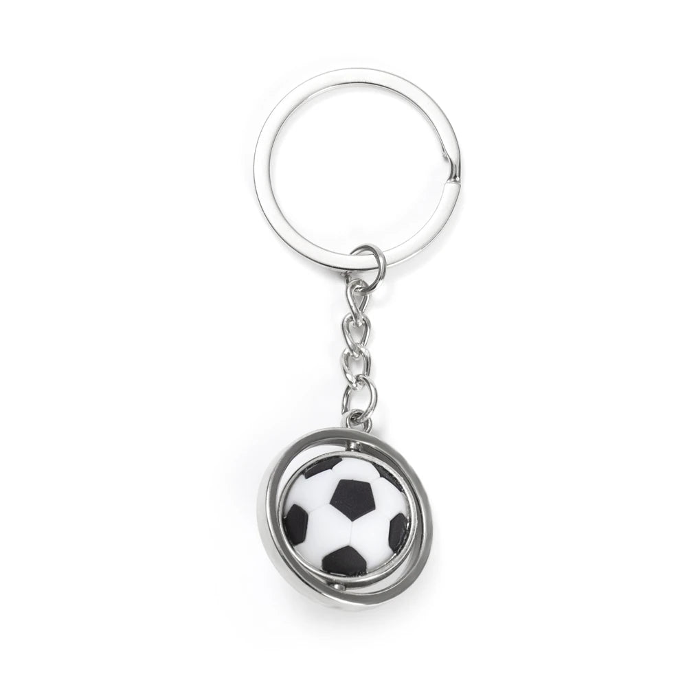 Rotating Mini Ball Keychain Basketball Football Golf Rugby Baseball Sport Key Ring Pendant Car Bag Metal Ball Ornament Boys Gift