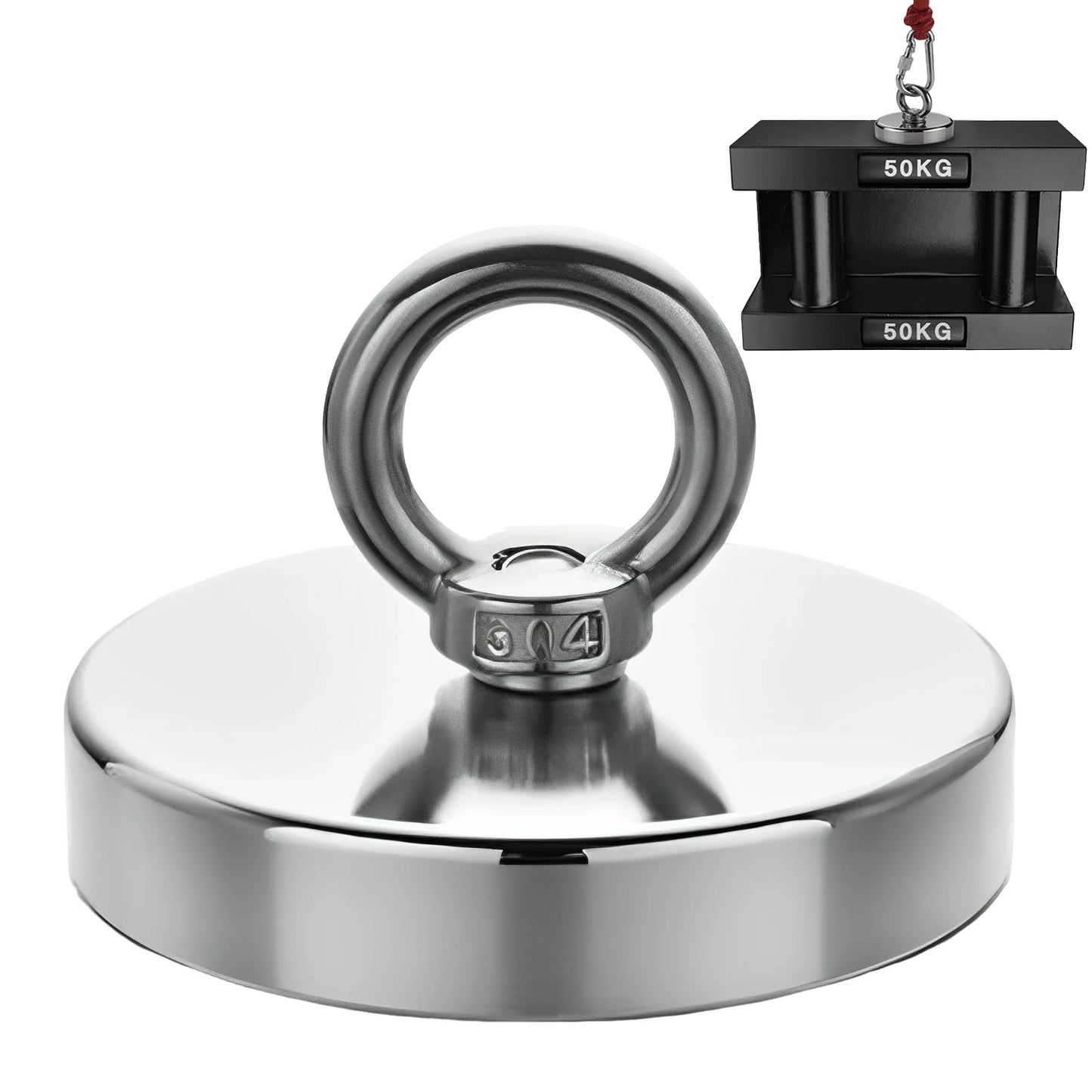 Starker Magnet mit Haken, rund, Neodym-Erdmagnet, Aufhängerhaken für Kühlschrank, Werkzeugkasten 