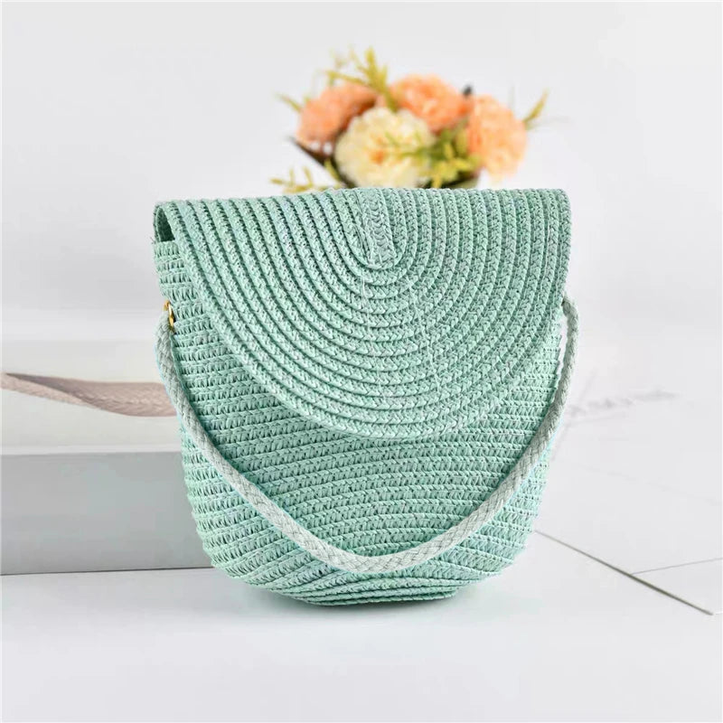 Fashion Woven Straw Bag Handmade Rattan Crossbody Handbags Knit Summer Beach Small Purse Women Shoulder Messenger Bags Wallet