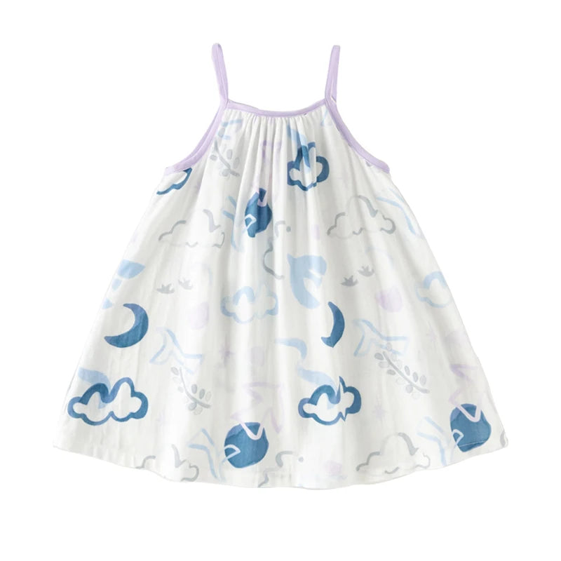 Dave Bella Girl's Princess Dress Summer  Sleeveless Slip Dress Cute Sweet Print Seaside Beach