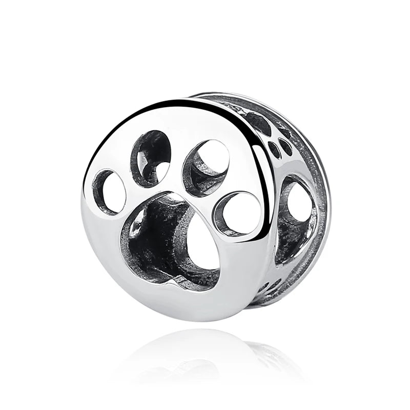 Original Silver Plated Charms For Women Love Pet Dog Cat Paw Print Pendant Beads Fit Pan Bracelets Necklaces DIY Luxury Jewelry