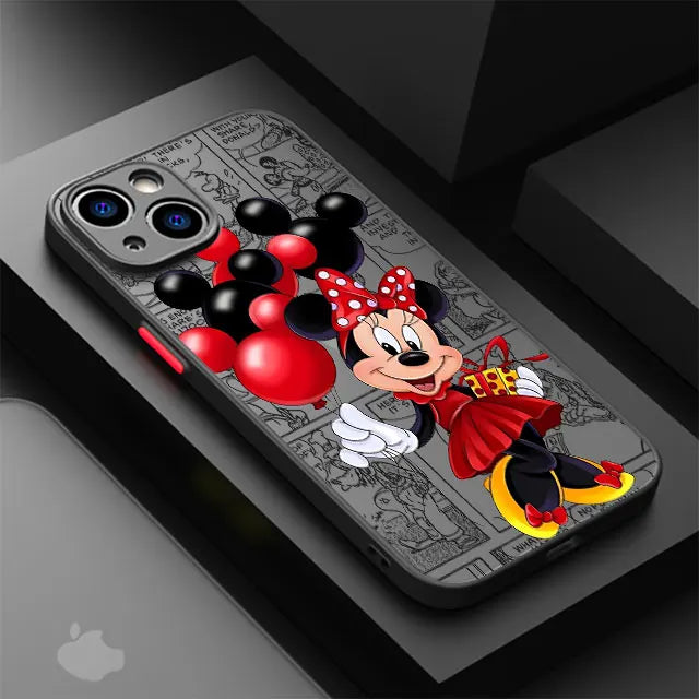 Disney Mickey Minnie Love Phone Case for Apple iPhone 15 16 Pro Max 13 14 Plus 12 Mini 11 Pro XR 8 SE 7 6S XS MAX Matte Cover