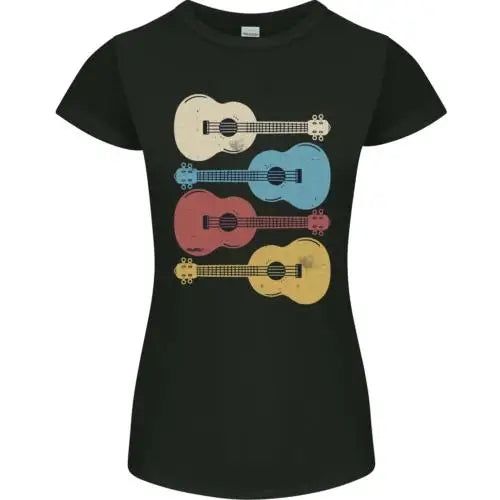 Four Ukulele Guitars Womens Petite Cut T-Shirt