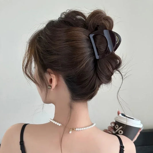 6CM Acrylic Medium Shark Clip Hollow Matte Color Hair Claw for Women Elegant Square Headwear Korean Hair Accessories for Girls