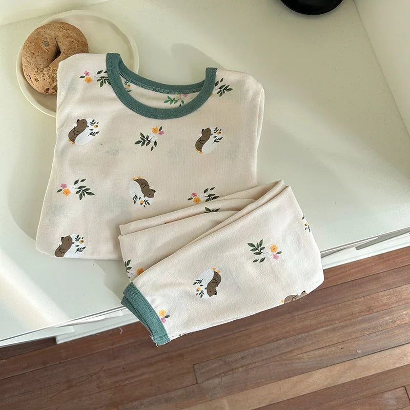 Children's Class A autumn and winter pajamas, boys and girls' wool stretcher home clothing, baby, small and large children's car