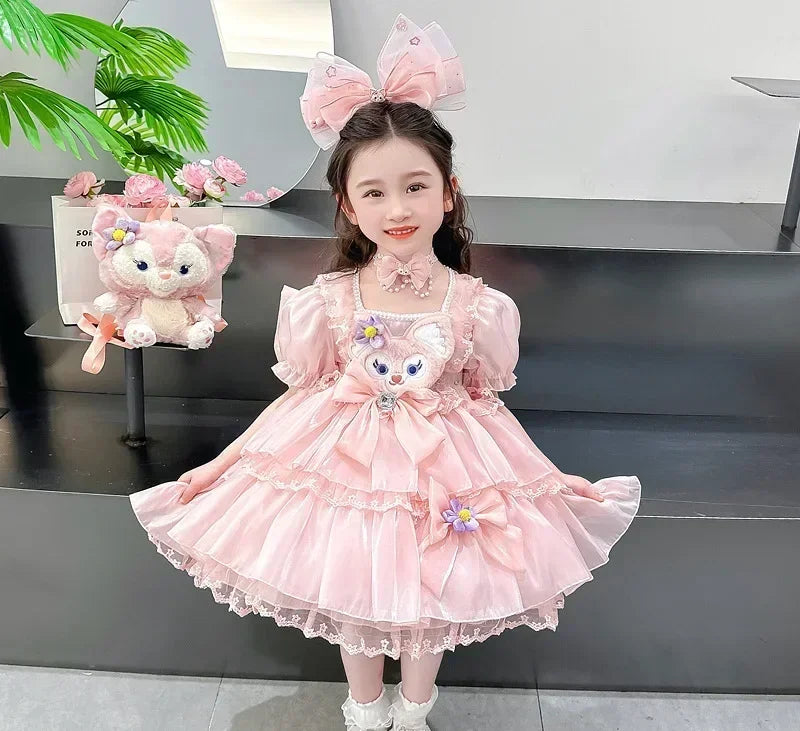 Miniso Children Clothing Kawaii Lolita Skirt Girl Outfits Cosplay Child Sets Costume Princess Dress Short Sleeve Kid Clothes