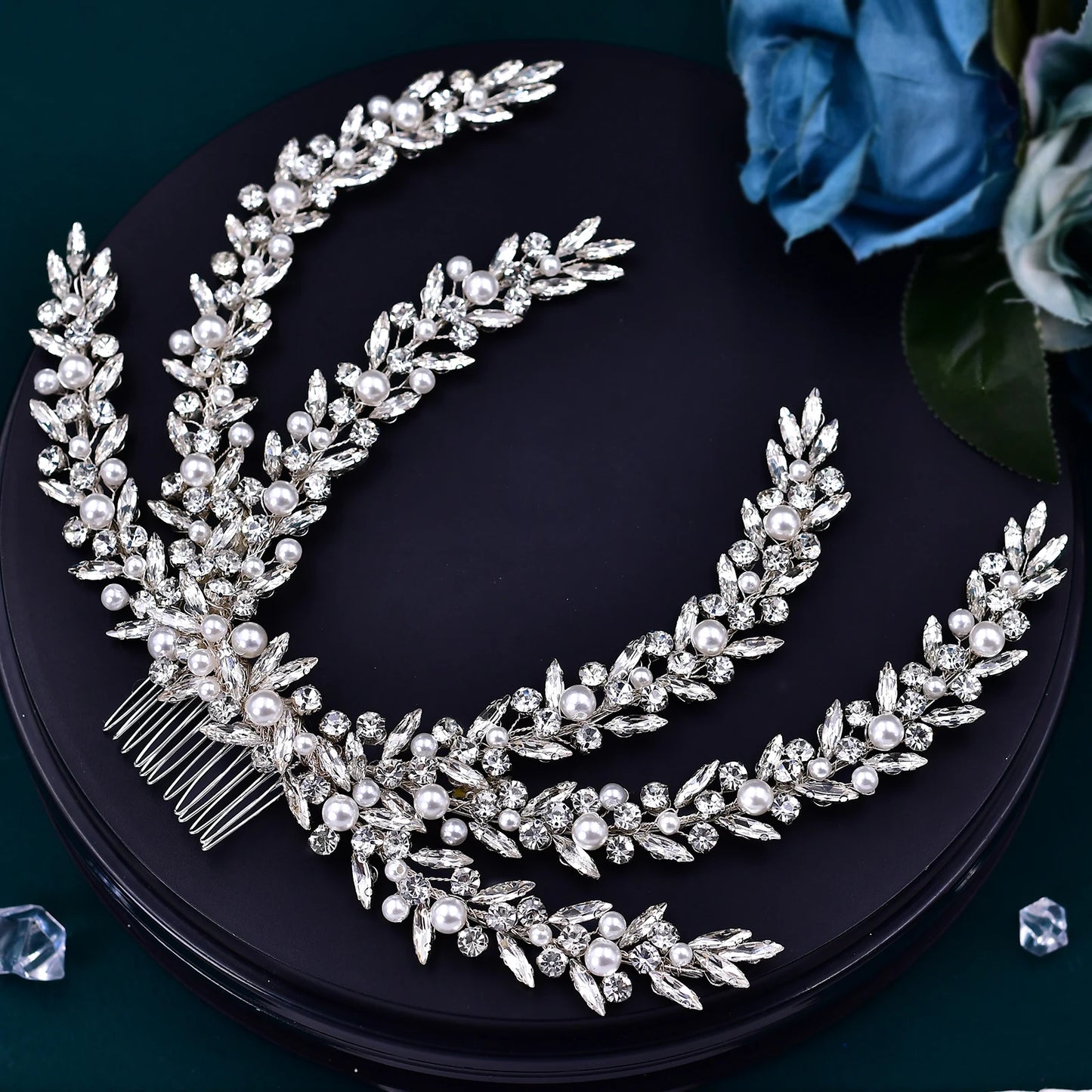 Fashion Bridal Head Piece Pearl Rhinestone Bride Hair Comb Party Wedding Hair Accessories Women Bride Headwear HP530