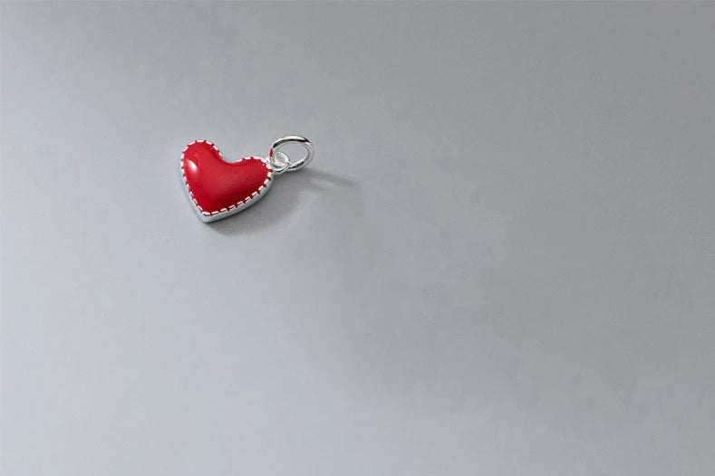 925 Silver Charms Heart Pendant Charms DIY Pendant Necklace Accessries Jewelry Silver 925 Colorful