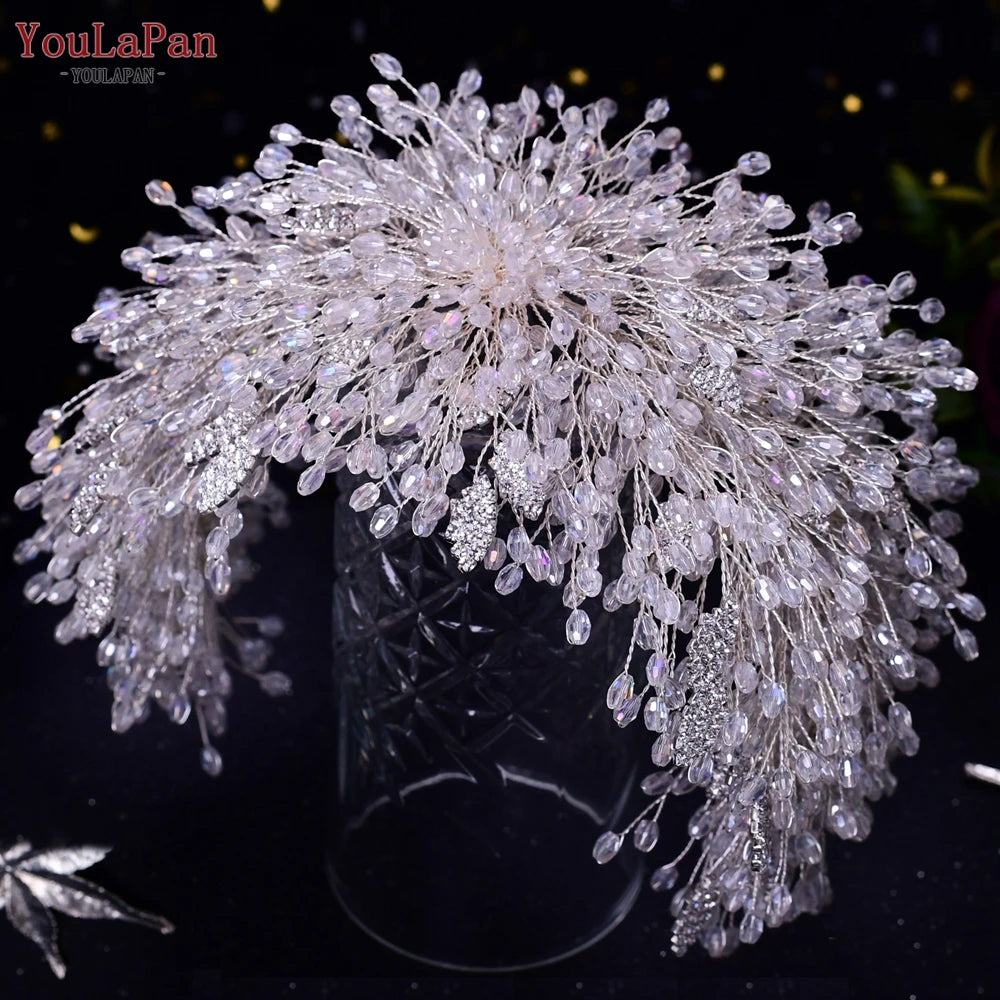 YouLaPan Handmade Crystal Bridal Hair Crown High Quality Bridal Tiara Headdress Wedding Hair Accessories  Woman Headband HP397
