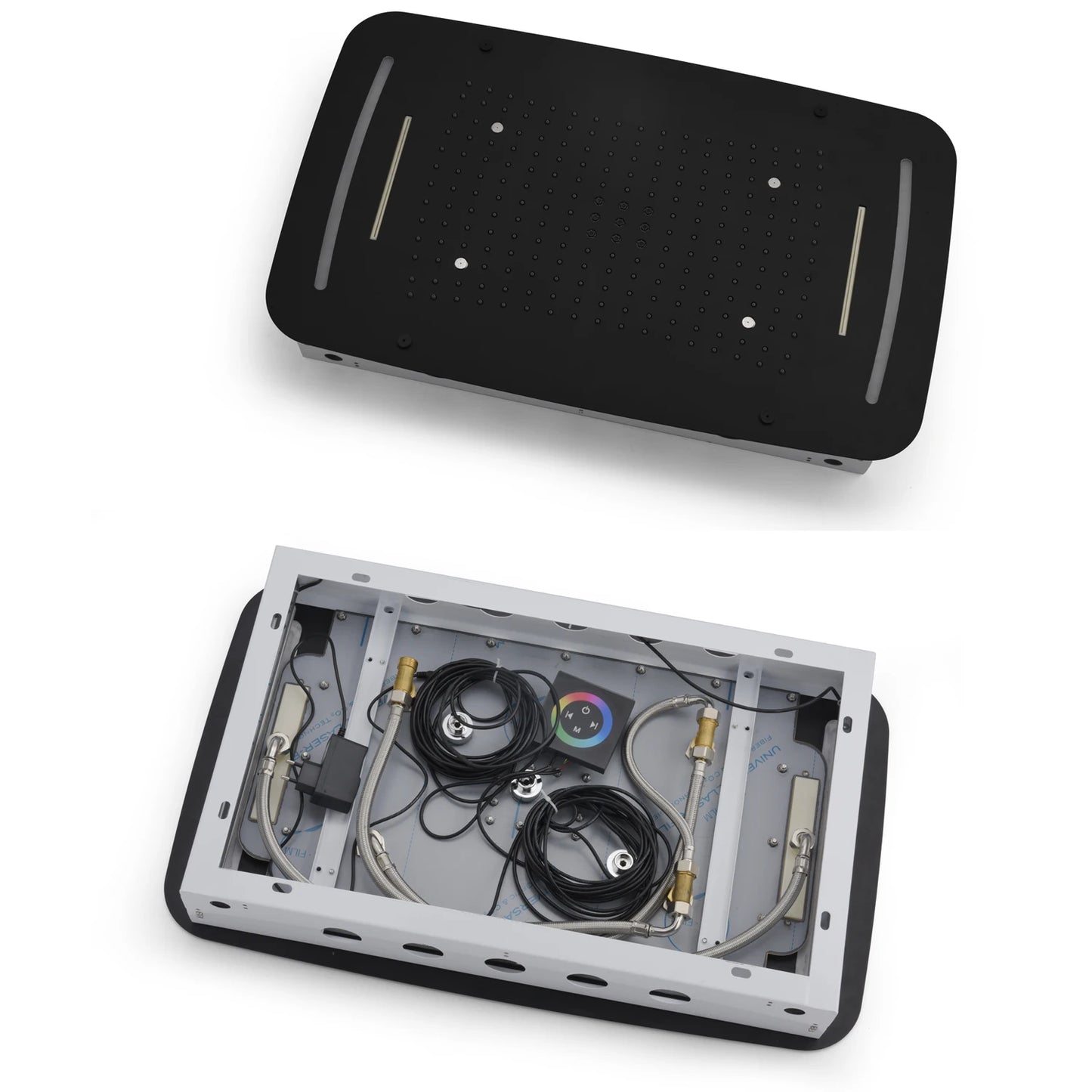 Bathroom Accessories Ceiling Black Shower Set LED Rain Showerheads System 5functions Thermostatic Valve Faucets Massage Body Jet