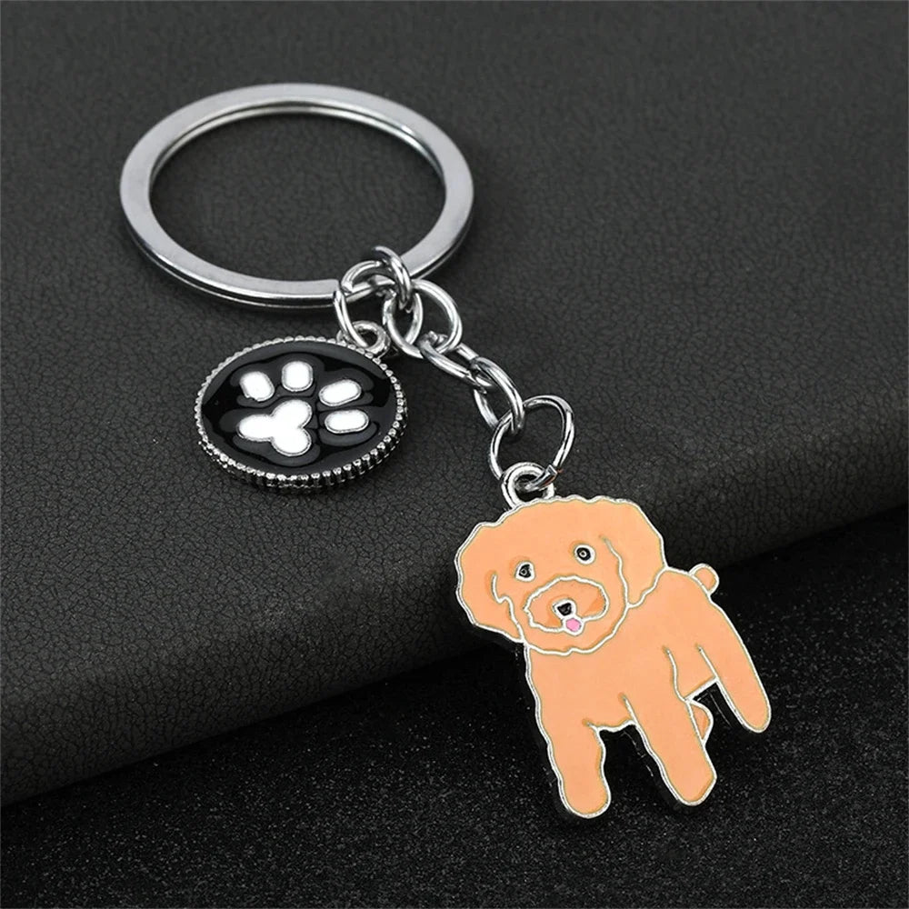 Fashion Alloy French Bulldog Pug Dog Keychain Cute Pet Dog Keyring Bag Handbag Charm Accessories For Women Animal Lovers Gifts