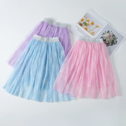 Fashion Baby Girl Skirt Mesh Tutu Tulle Long Length Teenager Girl Clothes Elegant Princess Snow Kids Clothing Plus Size Children