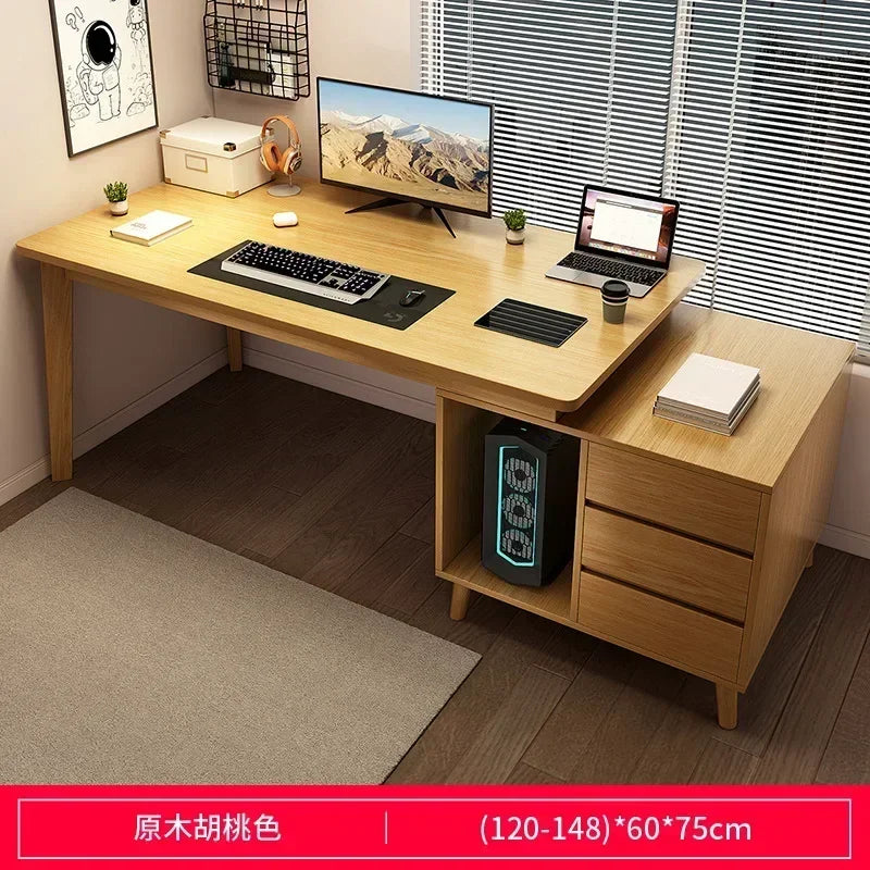 Wood Home Office Computer Desk Corner Desk with 3 Drawers and 2 Shelves,Large L-Shaped Study Writing Table Storage Cabinet