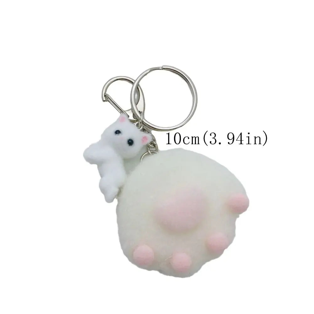 Kawaii Flocking Cat Pendant Phone Lanyard Cute Mobile Phone Charm Backpack Headphone Case Decoration for Girls Jewelry Gifts