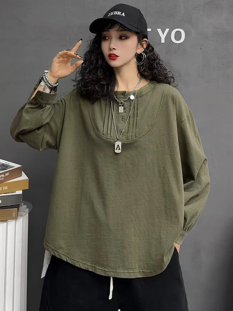 Max LuLu Designer Fashion Clothes Womens Spring Loose Vintage O Neck Tee Shirts 2025 Ladies Casual Classic Harajuku Cotton Tops