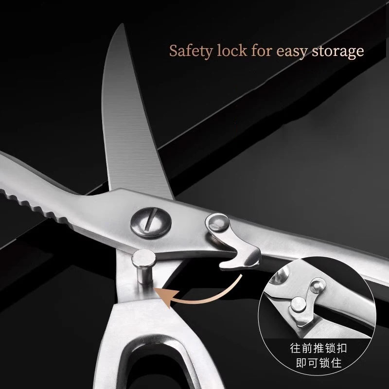 PLYS Fish Killing Kitchen Scissors, Stainless Steel Multifunctional Chicken Bone Scissors, Kitchen Fish Scaling Tool