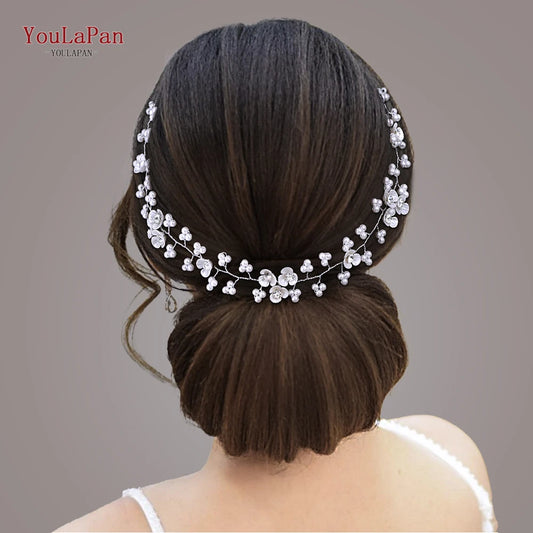 YouLaPan Bridal Wedding Headbands Handmade Tiaras Elegant Beaded Flower Hairband Headpeice Hair Accessories For Women Girl HP761