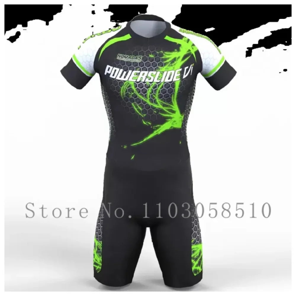 Powerslide inline skinsuit team areo speedsuit summer men cycling clothing skate suits ciclismo pro racing apparel short sleeves